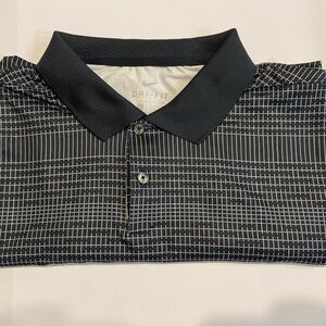 Slate gray and white Grid Pattern Polo Shirt